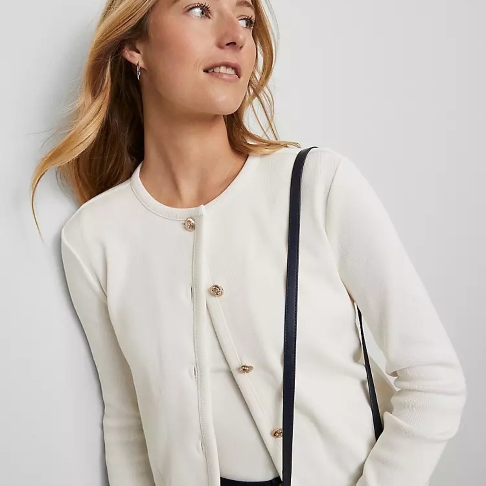 Ann Taylor Elegant Cream Cardigan